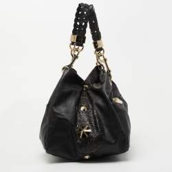 Pre Owned Jimmy Choo Black Perforated Leather Shoulder Bag