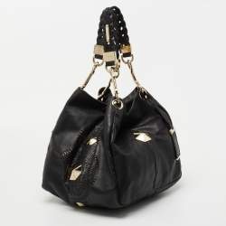 Pre Owned Jimmy Choo Black Perforated Leather Shoulder Bag