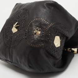 Pre Owned Jimmy Choo Black Perforated Leather Shoulder Bag