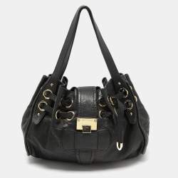 Pre Owned Jimmy Choo Black Leather and Snakeskin Ramona Shoulder Bag