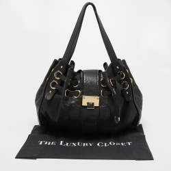 Pre Owned Jimmy Choo Black Leather and Snakeskin Ramona Shoulder Bag
