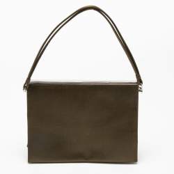 Pre Owned Jimmy Choo Olive Green Satin Frame Beaded Evening Bag