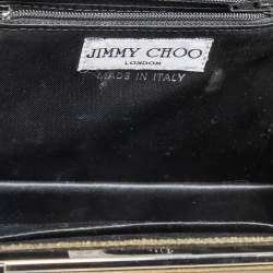 Pre Owned Jimmy Choo Olive Green Satin Frame Beaded Evening Bag