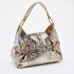 Pre Owned Jimmy Choo Metallic Python Leather Tulita Shoulder Bag