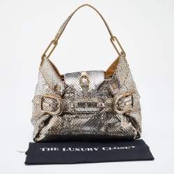 Pre Owned Jimmy Choo Metallic Python Leather Tulita Shoulder Bag