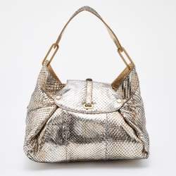 Pre Owned Jimmy Choo Metallic Python Leather Tulita Shoulder Bag