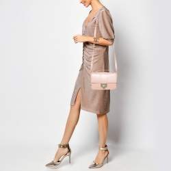 Pre Owned Jimmy Choo Pink Leather Rebel Flap Top Handle Bag