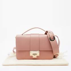 Pre Owned Jimmy Choo Pink Leather Rebel Flap Top Handle Bag