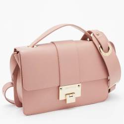 Pre Owned Jimmy Choo Pink Leather Rebel Flap Top Handle Bag