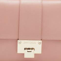 Pre Owned Jimmy Choo Pink Leather Rebel Flap Top Handle Bag