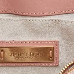 Pre Owned Jimmy Choo Pink Leather Rebel Flap Top Handle Bag