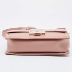 Pre Owned Jimmy Choo Pink Leather Rebel Flap Top Handle Bag