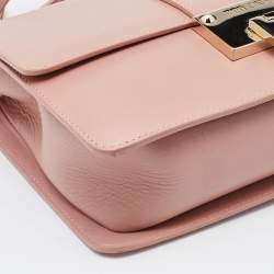 Pre Owned Jimmy Choo Pink Leather Rebel Flap Top Handle Bag