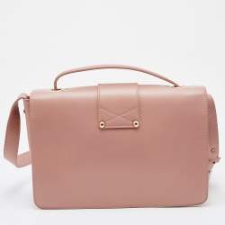 Pre Owned Jimmy Choo Pink Leather Rebel Flap Top Handle Bag