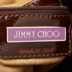 Pre Owned Jimmy Choo Brown Patent Leather and Suede Large Marla Bag