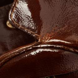 Pre Owned Jimmy Choo Brown Patent Leather and Suede Large Marla Bag