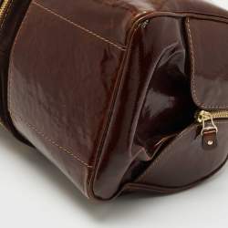 Pre Owned Jimmy Choo Brown Patent Leather and Suede Large Marla Bag