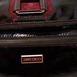 Pre Owned Jimmy Choo Burgundy Patent Leather and Suede Mave Foldover Clutch