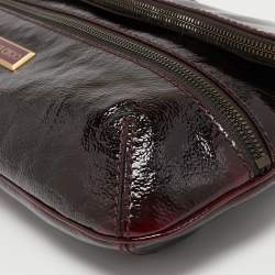 Pre Owned Jimmy Choo Burgundy Patent Leather and Suede Mave Foldover Clutch