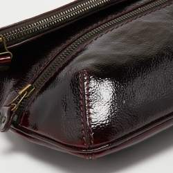 Pre Owned Jimmy Choo Burgundy Patent Leather and Suede Mave Foldover Clutch