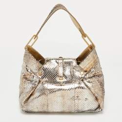 Pre Owned Jimmy Choo Gold/Silver Snakeskin Small Tulita Shoulder Bag