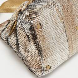 Pre Owned Jimmy Choo Gold/Silver Snakeskin Small Tulita Shoulder Bag