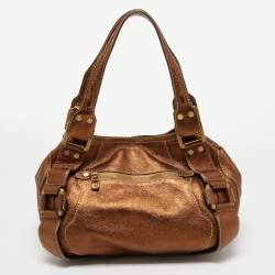 Pre Owned Jimmy Choo Metallic Brown Leather Mahala Bag