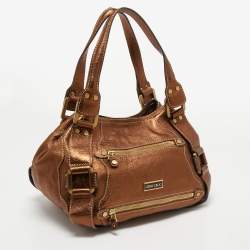 Pre Owned Jimmy Choo Metallic Brown Leather Mahala Bag