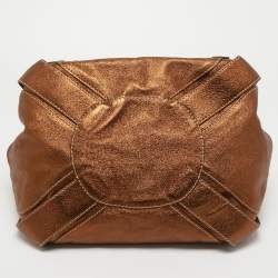 Pre Owned Jimmy Choo Metallic Brown Leather Mahala Bag