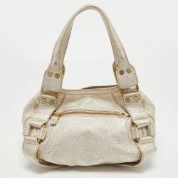 Pre Owned Jimmy Choo Gold Leather Mahala Bag