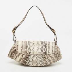 Pre Owned Jimmy Choo Beige/Brown Snakeskin Baguette