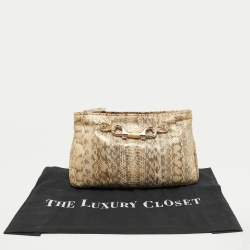 Jimmy Choo Gold Python Leather Clasps Clutch