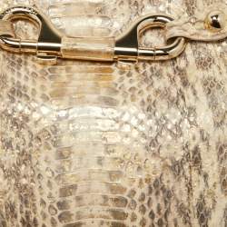 Jimmy Choo Gold Python Leather Clasps Clutch