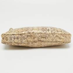 Jimmy Choo Gold Python Leather Clasps Clutch