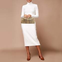Jimmy Choo Gold Python Leather Clasps Clutch