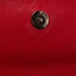 Pre Owned Jimmy Choo Red/White Canvas and Leather Logo Tape Bow Finley Shoulder Bag