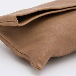Jimmy Choo Beige Leather Chandra Fold over Clutch