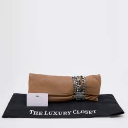 Jimmy Choo Beige Leather Chandra Fold over Clutch
