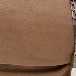 Jimmy Choo Beige Leather Chandra Fold over Clutch