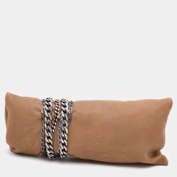 Jimmy Choo Beige Leather Chandra Fold over Clutch