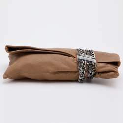 Jimmy Choo Beige Leather Chandra Fold over Clutch