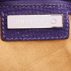 مملوكة مسبقًا Jimmy Choo Purple Python Effect Leather Fringe Hobo