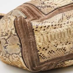 Jimmy Choo Cream/Brown Python and Suede Saba Hobo