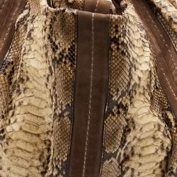 Jimmy Choo Cream/Brown Python and Suede Saba Hobo