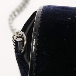 Pre Owned Jimmy Choo Blue Velvet Ruby Chain Crossbody Bag