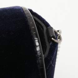 Pre Owned Jimmy Choo Blue Velvet Ruby Chain Crossbody Bag