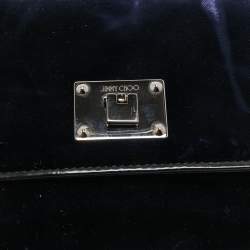 Pre Owned Jimmy Choo Blue Velvet Ruby Chain Crossbody Bag