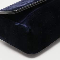 Pre Owned Jimmy Choo Blue Velvet Ruby Chain Crossbody Bag