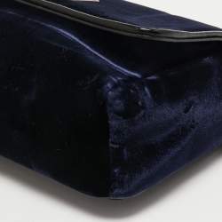 Pre Owned Jimmy Choo Blue Velvet Ruby Chain Crossbody Bag