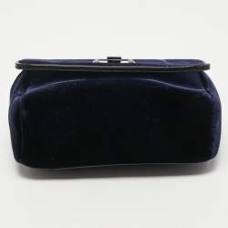 Pre Owned Jimmy Choo Blue Velvet Ruby Chain Crossbody Bag